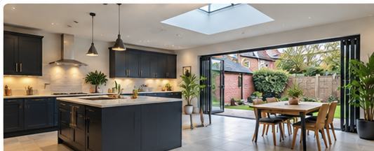 Bright open-plan kitchen and dining space