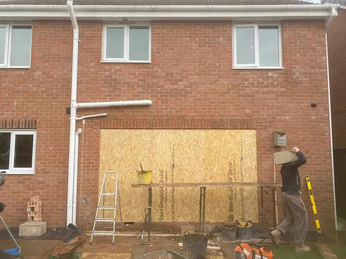 Rear wall opened up after the conservatory came down